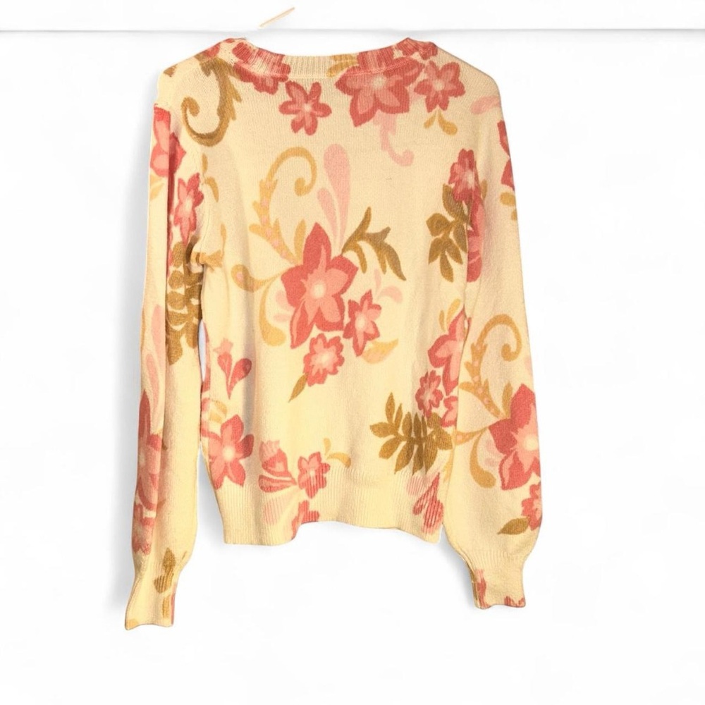 Loft Floral Draped Sleeve Sweater Size S - Picture 3 of 6
